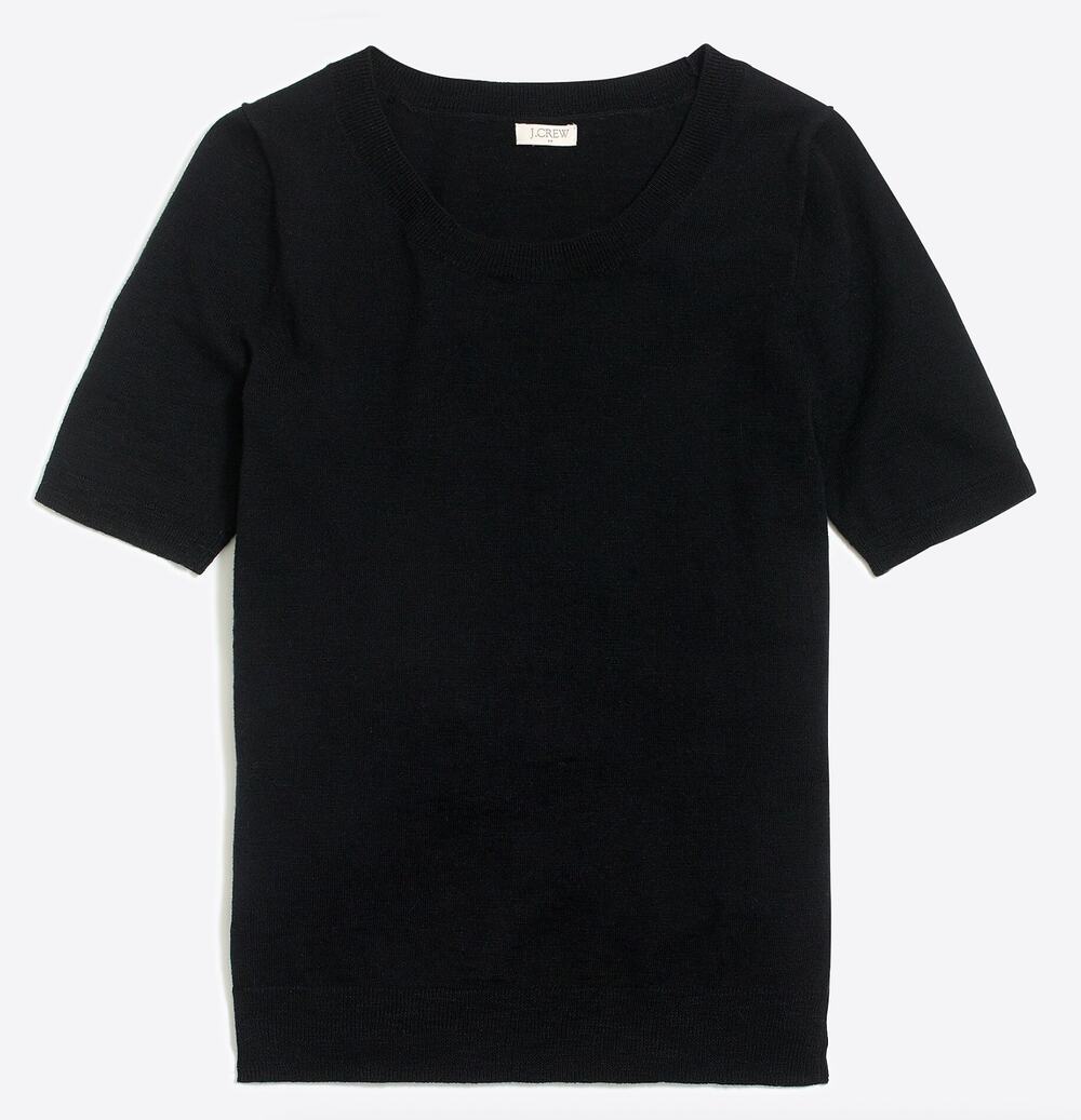 J. Crew Short Sleeve Slub Cotton Sweater Black H8296 Size XXS